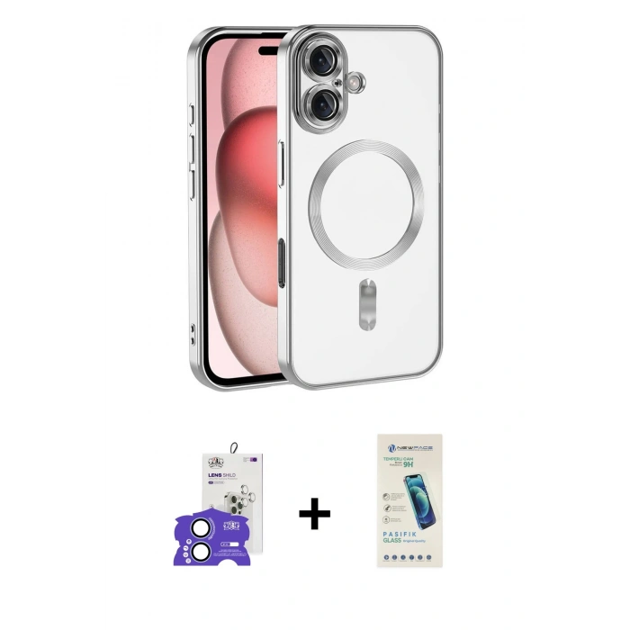 MARSİLYAN™- iPhone 17 Kılıf Nova Işık Özel Seri - Şeffaf Pasifik Cam Ekran Koruyucu + Bilvis Titan Kamera Lens - AKMI