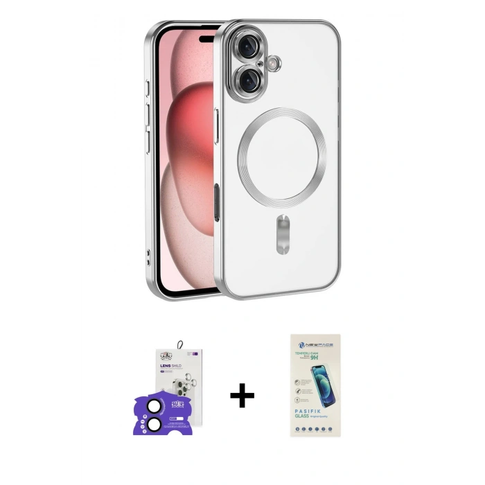 MARSİLYAN™- iPhone 17 Kılıf Nova Işık Özel Seri - Şeffaf Pasifik Cam Ekran Koruyucu + Bilvis Titan Kamera Lens - SH