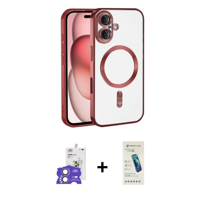 MARSİLYAN™- iPhone 17 Kılıf Nova Işık Özel Seri - Şeffaf Pasifik Cam Ekran Koruyucu + Bilvis Titan Kamera Lens - LA