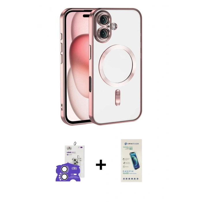 MARSİLYAN™- iPhone 17 Kılıf Nova Işık Özel Seri - Şeffaf Pasifik Cam Ekran Koruyucu + Bilvis Titan Kamera Lens - GS