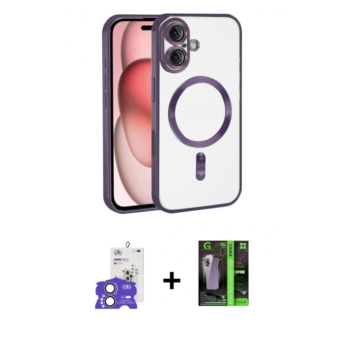 MARSİLYAN™- iPhone 17 Kılıf Nova Işık Özel Seri - Siyah 360 Mat Full Body Arka Koruyucu + Bilvis Titan Kamera Lens - AKYL