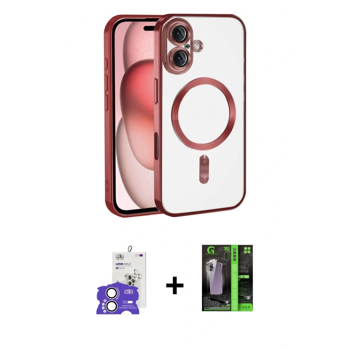 MARSİLYAN™- iPhone 17 Kılıf Nova Işık Özel Seri - Siyah 360 Mat Full Body Arka Koruyucu + Bilvis Titan Kamera Lens - GS