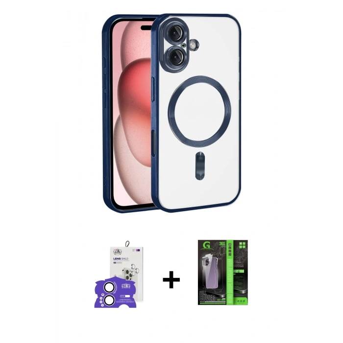 MARSİLYAN™- iPhone 17 Kılıf Nova Işık Özel Seri - Siyah 360 Mat Full Body Arka Koruyucu + Bilvis Titan Kamera Lens - LA