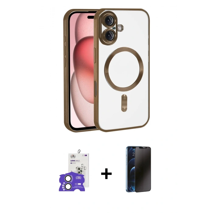 MARSİLYAN™- iPhone 17 Kılıf Nova Işık Özel Seri - Siyah 3D Antistatik Hayalet Cam Ekran Koruyucu + Bilvis Titan Kamera Lens - AKYL