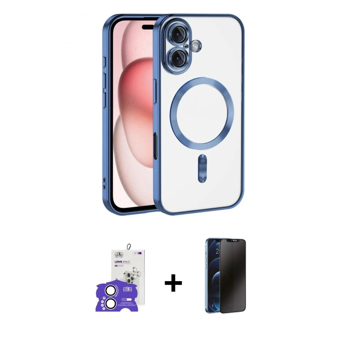 MARSİLYAN™- iPhone 17 Kılıf Nova Işık Özel Seri - Siyah 3D Antistatik Hayalet Cam Ekran Koruyucu + Bilvis Titan Kamera Lens - GS