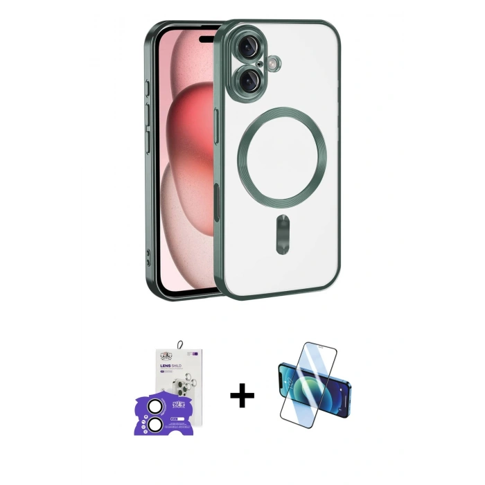 MARSİLYAN™- iPhone 17 Kılıf Nova Işık Özel Seri - Siyah 3D Antistatik Seramik Nano Ekran Koruyucu + Bilvis Titan Kamera Lens - AKYL