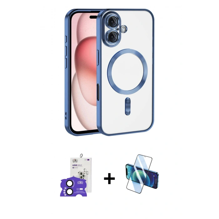 MARSİLYAN™- iPhone 17 Kılıf Nova Işık Özel Seri - Siyah 3D Antistatik Seramik Nano Ekran Koruyucu + Bilvis Titan Kamera Lens - SH