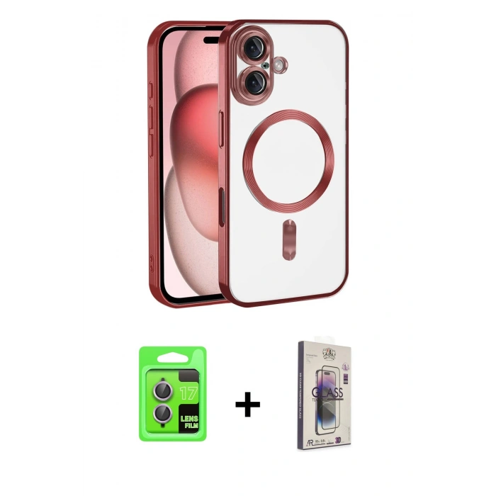 MARSİLYAN™- iPhone 17 Kılıf Nova Işık Özel Seri - Siyah Bilvis 3D Cam Ekran Koruyucu + Raze Metal Kamera Lens - AKMR