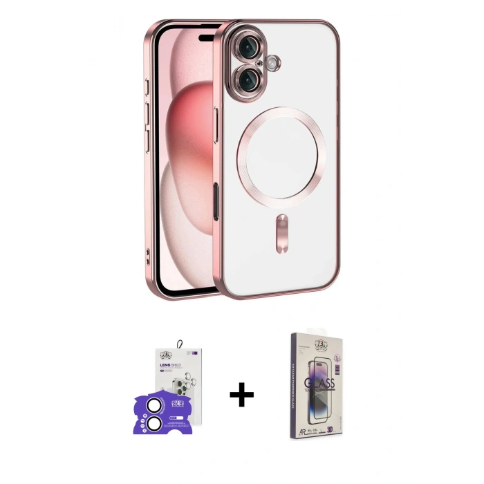 MARSİLYAN™- iPhone 17 Kılıf Nova Işık Özel Seri - Siyah Bilvis 3D Cam Ekran Koruyucu + Bilvis Titan Kamera Lens - LA