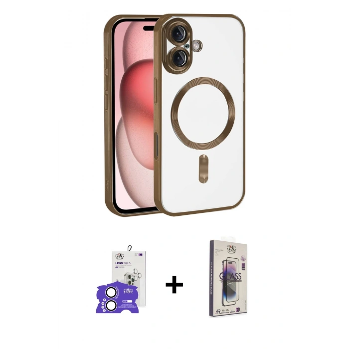 MARSİLYAN™- iPhone 17 Kılıf Nova Işık Özel Seri - Siyah Bilvis 3D Cam Ekran Koruyucu + Bilvis Titan Kamera Lens - LA