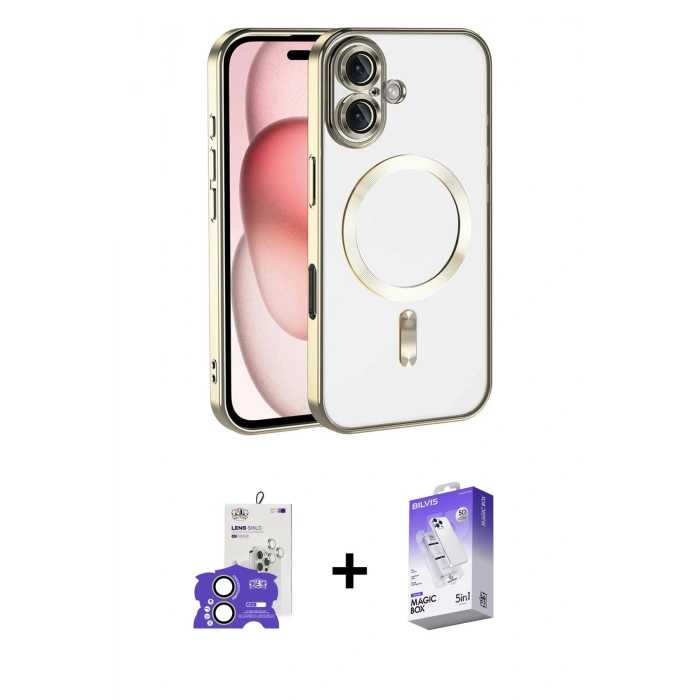 MARSİLYAN™- iPhone 17 Kılıf Nova Işık Özel Seri - Siyah Bilvis 5in1 3D Magic Cam Ekran Koruyucu + Bilvis Titan Kamera Lens - AKYL
