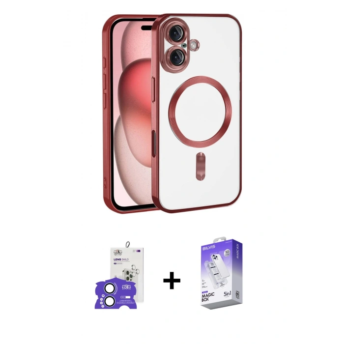 MARSİLYAN™- iPhone 17 Kılıf Nova Işık Özel Seri - Siyah Bilvis 5in1 3D Magic Cam Ekran Koruyucu + Bilvis Titan Kamera Lens - AKMI