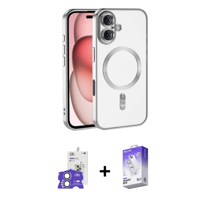 MARSİLYAN™- iPhone 17 Kılıf Nova Işık Özel Seri - Siyah Bilvis 5in1 3D Magic Cam Ekran Koruyucu + Bilvis Titan Kamera Lens - GS