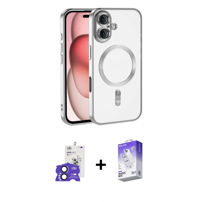 MARSİLYAN™- iPhone 17 Kılıf Nova Işık Özel Seri - Siyah Bilvis 5in1 3D Magic Cam Ekran Koruyucu + Bilvis Titan Kamera Lens - SH