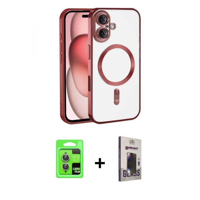 MARSİLYAN™- iPhone 17 Kılıf Nova Işık Özel Seri - Siyah Bilvis Hayalet Cam Ekran Koruyucu + Raze Metal Kamera Lens - AKYL