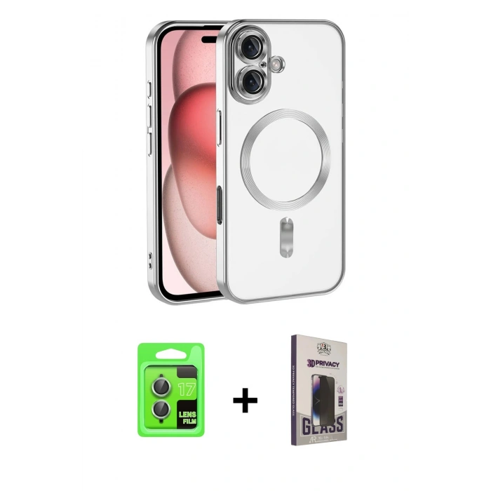 MARSİLYAN™- iPhone 17 Kılıf Nova Işık Özel Seri - Siyah Bilvis Hayalet Cam Ekran Koruyucu + Raze Metal Kamera Lens - AKYL