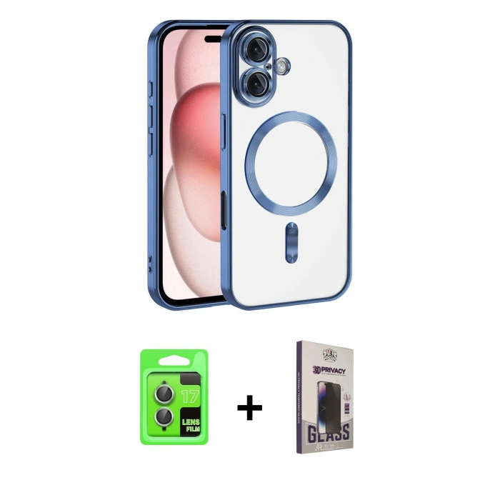 MARSİLYAN™- iPhone 17 Kılıf Nova Işık Özel Seri - Siyah Bilvis Hayalet Cam Ekran Koruyucu + Raze Metal Kamera Lens - AKYL