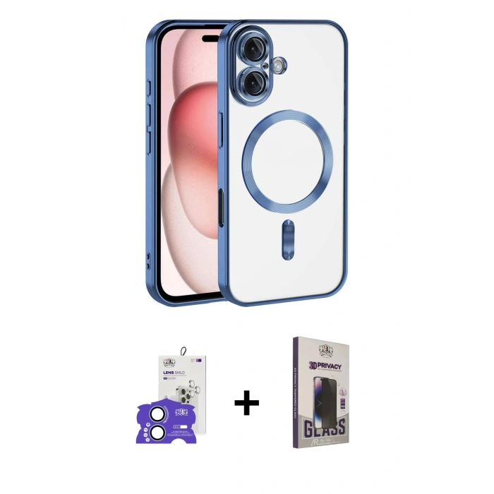 MARSİLYAN™- iPhone 17 Kılıf Nova Işık Özel Seri - Siyah Bilvis Hayalet Cam Ekran Koruyucu + Bilvis Titan Kamera Lens - AKMI