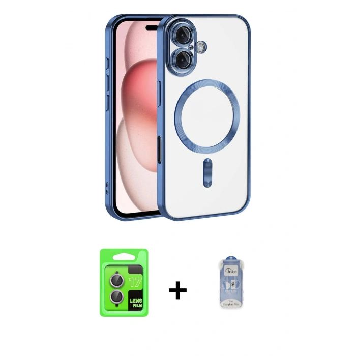 MARSİLYAN™- iPhone 17 Kılıf Nova Işık Özel Seri - Siyah Joko Magic 5D Cam + Raze Metal Kamera Lens - AKMR
