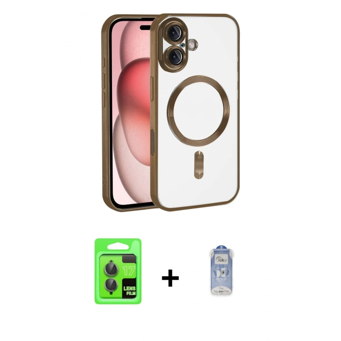 MARSİLYAN™- iPhone 17 Kılıf Nova Işık Özel Seri - Siyah Joko Magic 5D Cam + Raze Metal Kamera Lens - GI