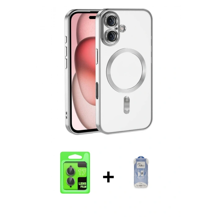 MARSİLYAN™- iPhone 17 Kılıf Nova Işık Özel Seri - Siyah Joko Magic 5D Cam + Raze Metal Kamera Lens - GI