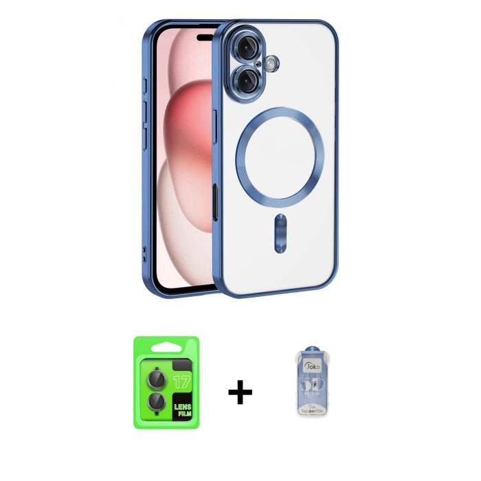 MARSİLYAN™- iPhone 17 Kılıf Nova Işık Özel Seri - Siyah Joko Magic 5D Cam + Raze Metal Kamera Lens - GI