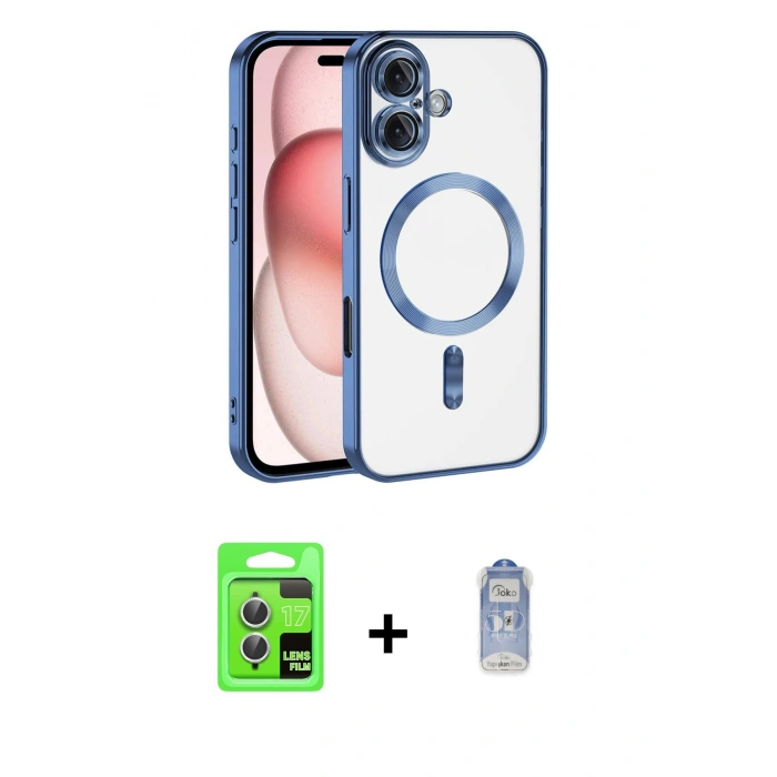 MARSİLYAN™- iPhone 17 Kılıf Nova Işık Özel Seri - Siyah Joko Magic 5D Cam + Raze Metal Kamera Lens - GS