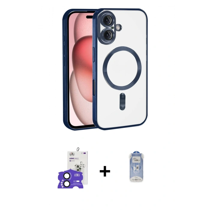 MARSİLYAN™- iPhone 17 Kılıf Nova Işık Özel Seri - Siyah Joko Magic 5D Cam + Siyah Bilvis Titan Kamera Lens