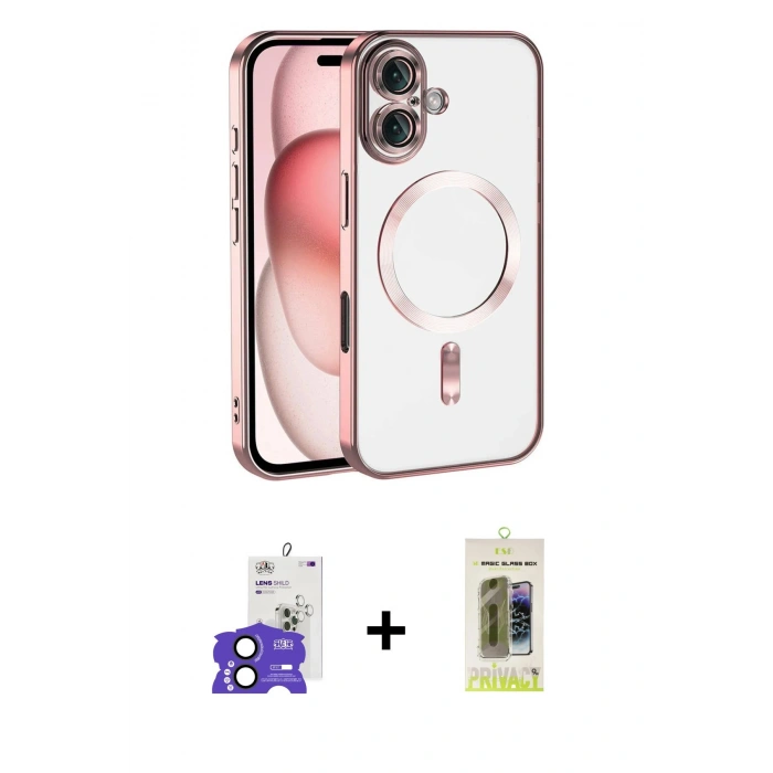 MARSİLYAN™- iPhone 17 Kılıf Nova Işık Özel Seri - Siyah Joko Magic 5D Hayalet Cam + Bilvis Titan Kamera Lens - SH