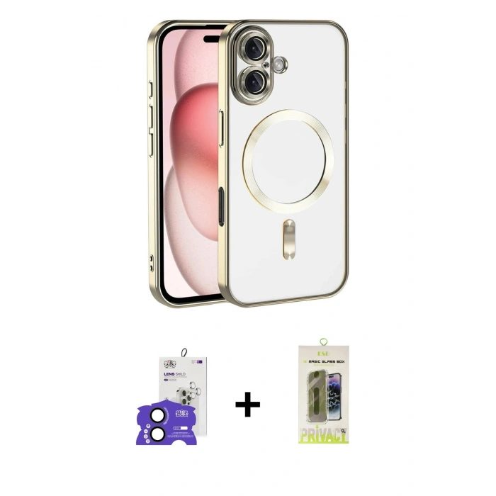 MARSİLYAN™- iPhone 17 Kılıf Nova Işık Özel Seri - Siyah Joko Magic 5D Hayalet Cam + Bilvis Titan Kamera Lens - SH