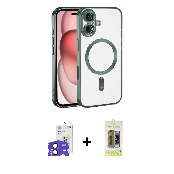 MARSİLYAN™- iPhone 17 Kılıf Nova Işık Özel Seri - Siyah Joko Magic 5D Hayalet Cam + Bilvis Titan Kamera Lens - SH