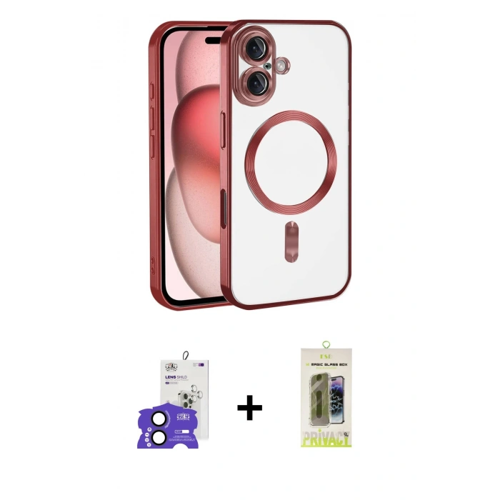 MARSİLYAN™- iPhone 17 Kılıf Nova Işık Özel Seri - Siyah Joko Magic 5D Hayalet Cam + Bilvis Titan Kamera Lens - SH