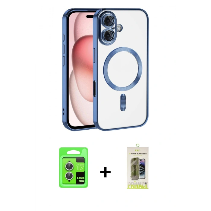 MARSİLYAN™- iPhone 17 Kılıf Nova Işık Özel Seri - Siyah Joko Magic 5D Hayalet Cam + Raze Metal Kamera Lens - GS