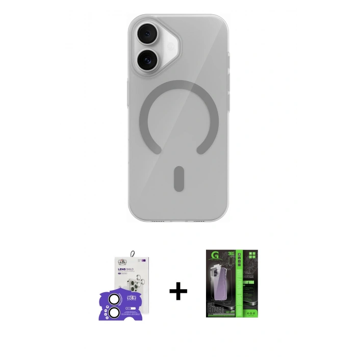 MARSİLYAN™- iPhone 17 Kılıf Pusula Form Özel Seri - Şeffaf 360 Full Body Arka Koruyucu + Bilvis Titan Kamera Lens - AKYL