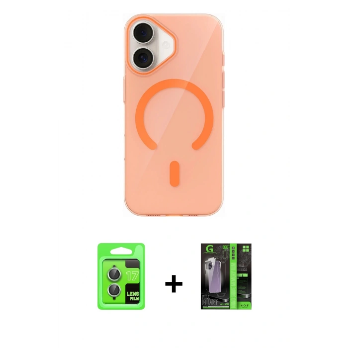 MARSİLYAN™- iPhone 17 Kılıf Pusula Form Özel Seri - Şeffaf 360 Full Body Arka Koruyucu + Raze Metal Kamera Lens - AKYL