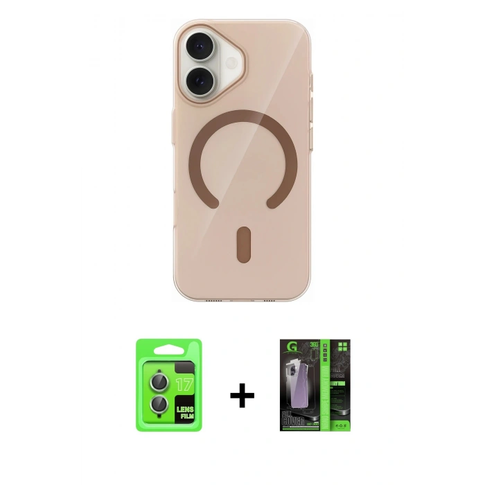 MARSİLYAN™- iPhone 17 Kılıf Pusula Form Özel Seri - Şeffaf 360 Full Body Arka Koruyucu + Raze Metal Kamera Lens - AKYL