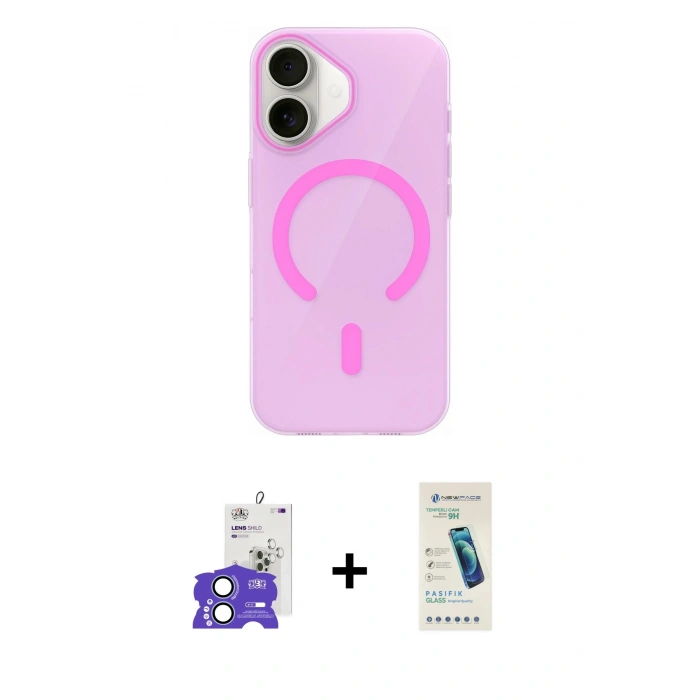 MARSİLYAN™- iPhone 17 Kılıf Pusula Form Özel Seri - Şeffaf Pasifik Cam Ekran Koruyucu + Bilvis Titan Kamera Lens - AKMI