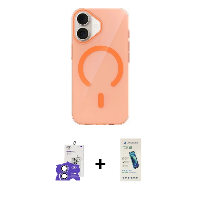 MARSİLYAN™- iPhone 17 Kılıf Pusula Form Özel Seri - Şeffaf Pasifik Cam Ekran Koruyucu + Bilvis Titan Kamera Lens - AKYL