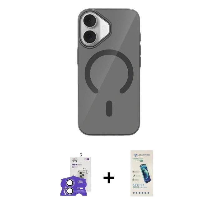 MARSİLYAN™- iPhone 17 Kılıf Pusula Form Özel Seri - Şeffaf Pasifik Cam Ekran Koruyucu + Bilvis Titan Kamera Lens - AKYL
