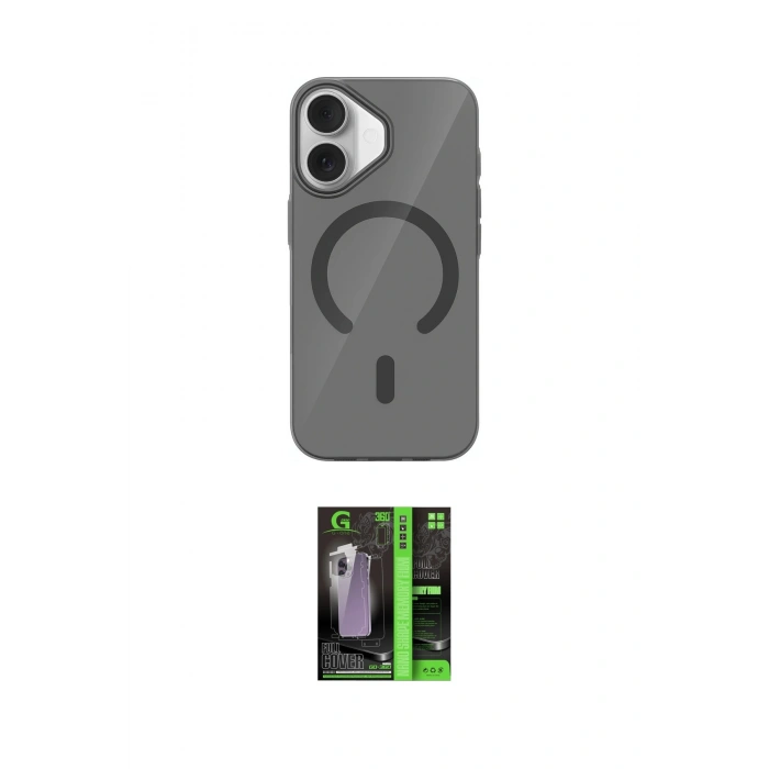 MARSİLYAN™- iPhone 17 Kılıf Pusula Form Özel Seri - Siyah 360 Mat Full Body Arka Koruyucu