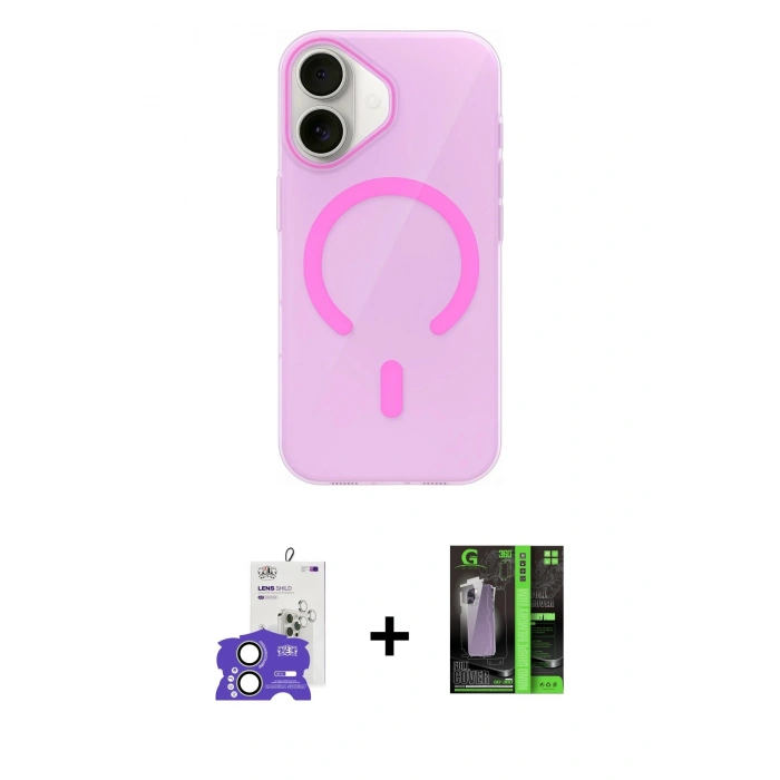 MARSİLYAN™- iPhone 17 Kılıf Pusula Form Özel Seri - Siyah 360 Mat Full Body Arka Koruyucu + Açık Yeşil Bilvis Titan Kamera Lens