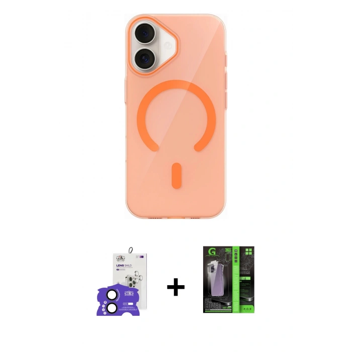 MARSİLYAN™- iPhone 17 Kılıf Pusula Form Özel Seri - Siyah 360 Mat Full Body Arka Koruyucu + Bilvis Titan Kamera Lens - SH