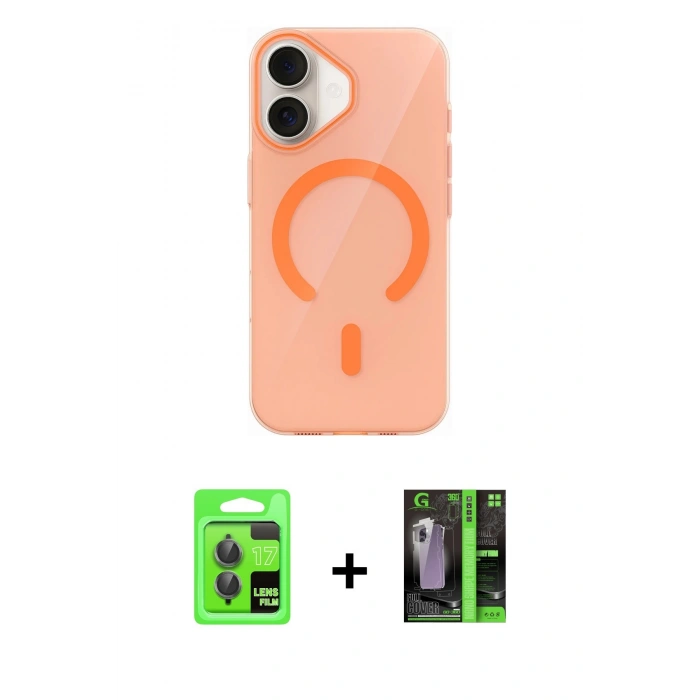 MARSİLYAN™- iPhone 17 Kılıf Pusula Form Özel Seri - Siyah 360 Mat Full Body Arka Koruyucu + Raze Metal Kamera Lens - GI