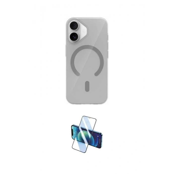 MARSİLYAN™- iPhone 17 Kılıf Pusula Form Özel Seri - Siyah 3D Antistatik Cam Ekran Koruyucu