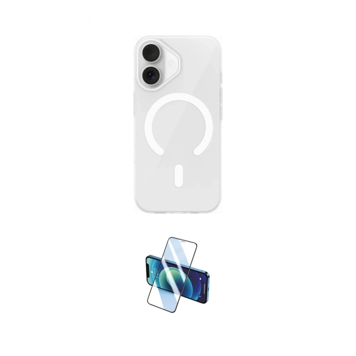MARSİLYAN™- iPhone 17 Kılıf Pusula Form Özel Seri - Siyah 3D Antistatik Cam Ekran Koruyucu