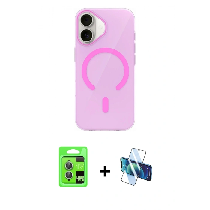 MARSİLYAN™- iPhone 17 Kılıf Pusula Form Özel Seri - Siyah 3D Antistatik Cam Ekran Koruyucu + Raze Metal Kamera Lens - AKYL