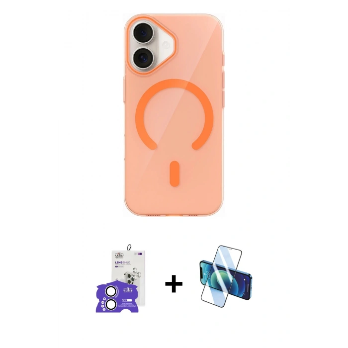 MARSİLYAN™- iPhone 17 Kılıf Pusula Form Özel Seri - Siyah 3D Antistatik Cam Ekran Koruyucu + Bilvis Titan Kamera Lens - GS