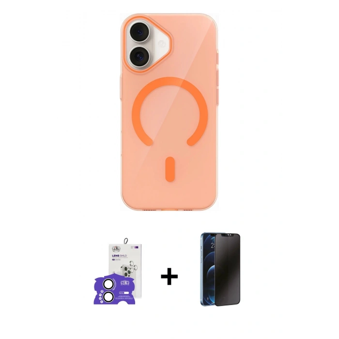 MARSİLYAN™- iPhone 17 Kılıf Pusula Form Özel Seri - Siyah 3D Antistatik Hayalet Cam Ekran Koruyucu + Bilvis Titan Kamera Lens - AKYL