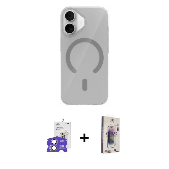 MARSİLYAN™- iPhone 17 Kılıf Pusula Form Özel Seri - Siyah Bilvis 3D Cam Ekran Koruyucu + Bilvis Titan Kamera Lens - AKYL
