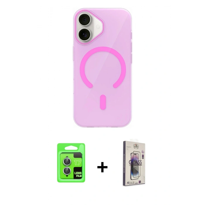 MARSİLYAN™- iPhone 17 Kılıf Pusula Form Özel Seri - Siyah Bilvis 3D Cam Ekran Koruyucu + Raze Metal Kamera Lens - AKMI